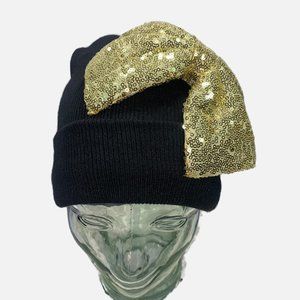Plasma Beamz Oversized Gold Sequin Bow Beanie